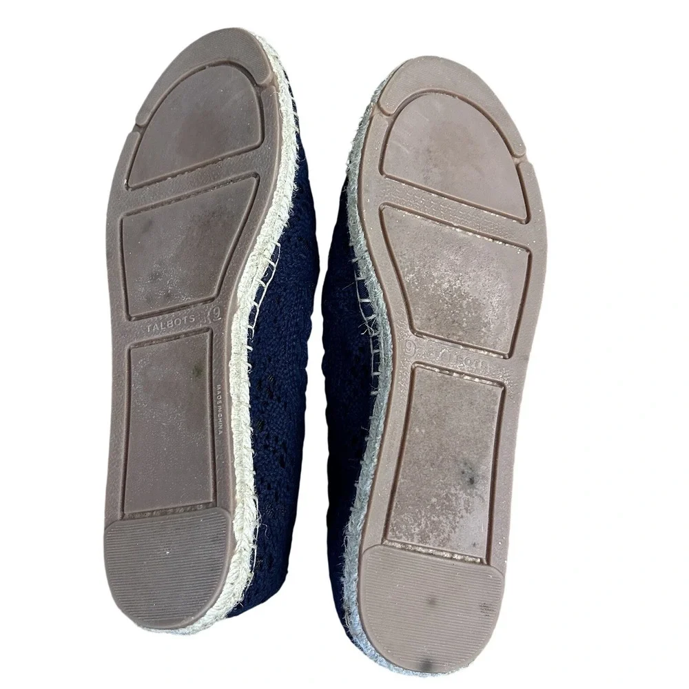 Talbots Women's Izzy Blue Crochet Espadrille Shoes Size 9 EUC Boho Cottage Fairy